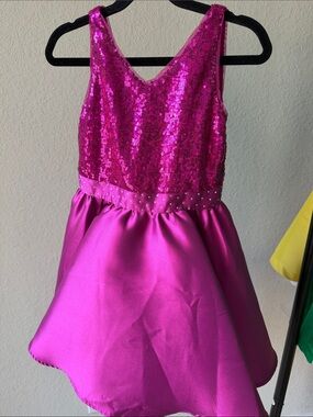 Sparkling Hot Pink Sequin & Satin Party Dress for Girls 7